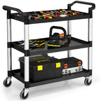 3-Shelf Utility Service Cart Aluminum Frame 490lbs Capacity w/