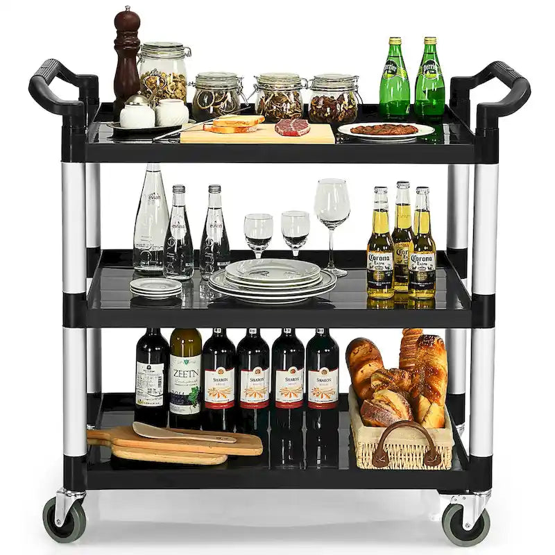 3-Shelf Utility Service Cart Aluminum Frame 490lbs Capacity w/