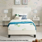 Twin Platform Bed with Adjustable Headboard - White Dove