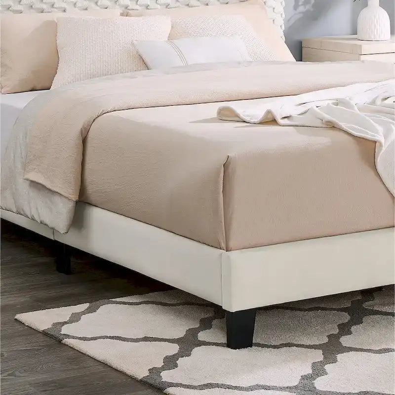Twin Platform Bed with Adjustable Headboard - White Dove