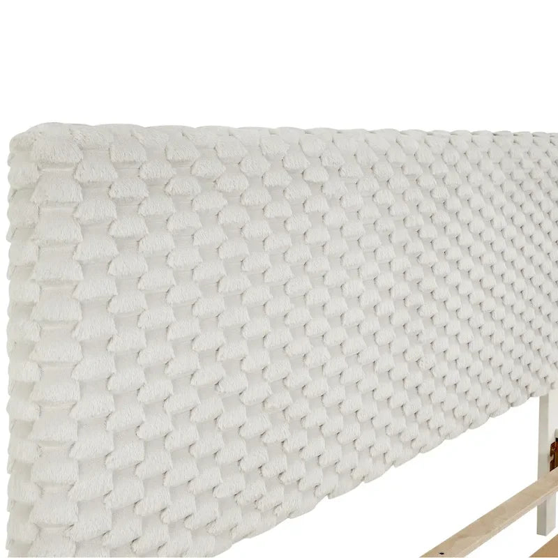 Twin Platform Bed with Adjustable Headboard - White Dove