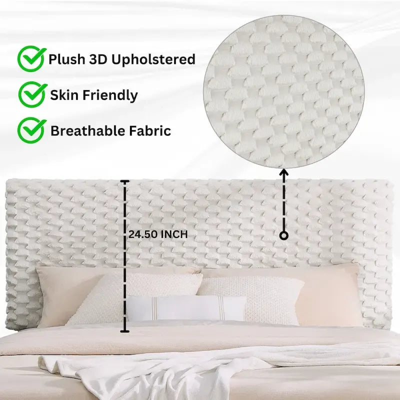 Twin Platform Bed with Adjustable Headboard - White Dove