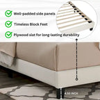 Twin Platform Bed with Adjustable Headboard - White Dove