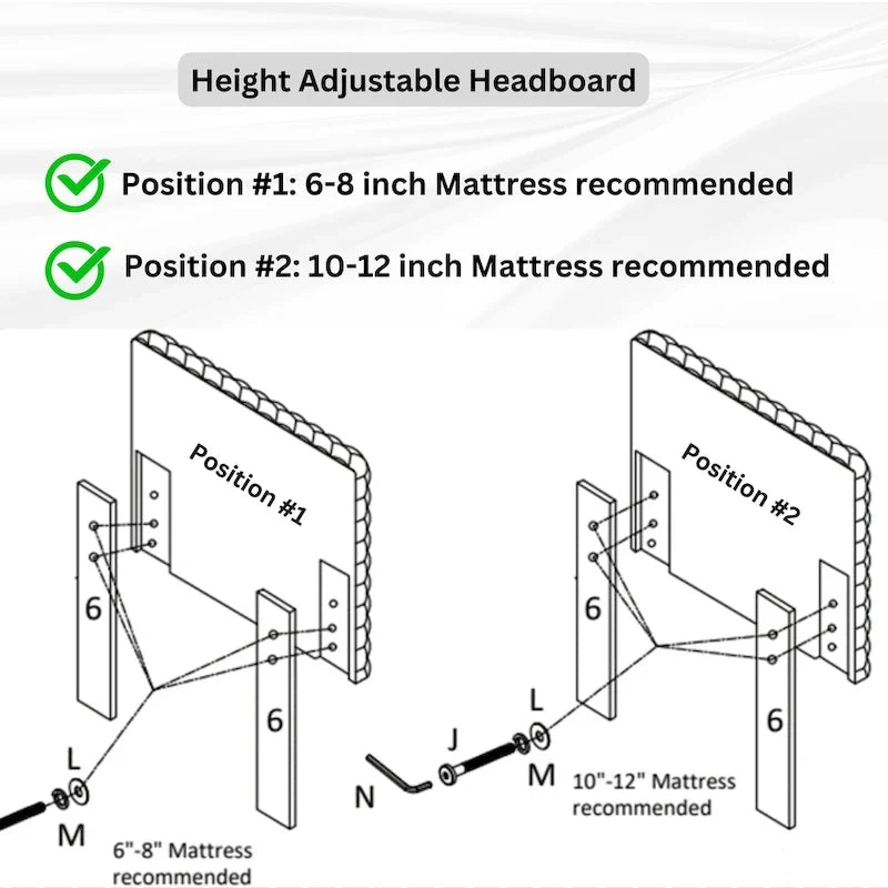 Twin Platform Bed with Adjustable Headboard - White Dove