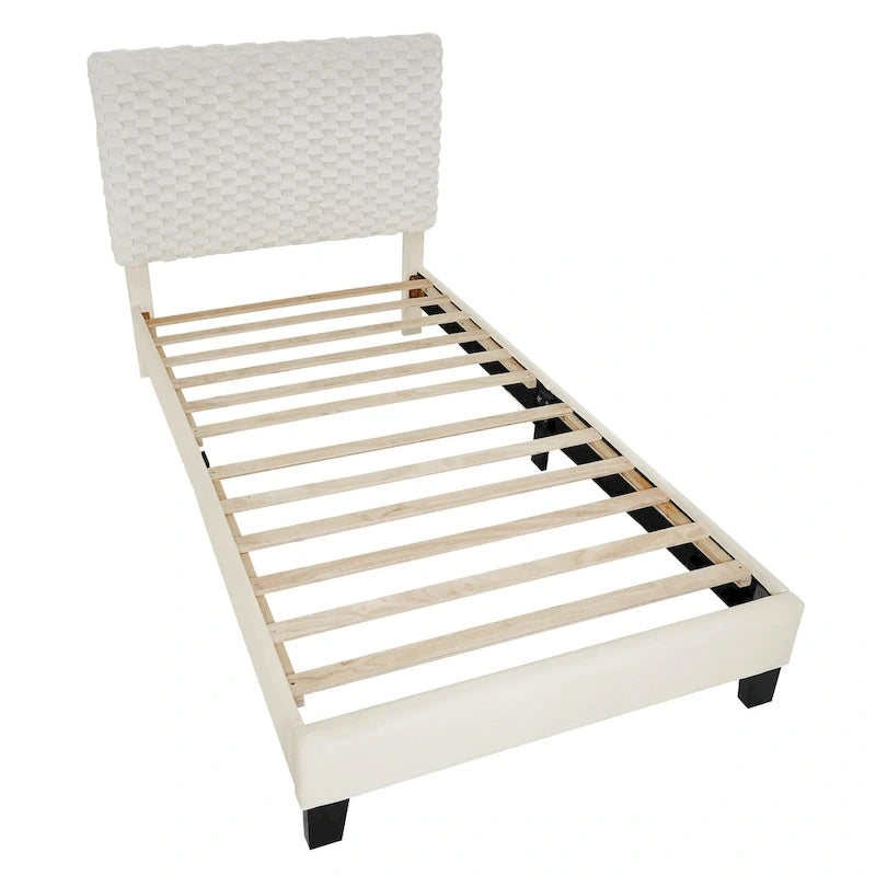 Twin Platform Bed with Adjustable Headboard - White Dove