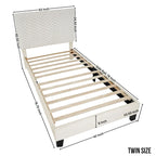 Twin Platform Bed with Adjustable Headboard - White Dove