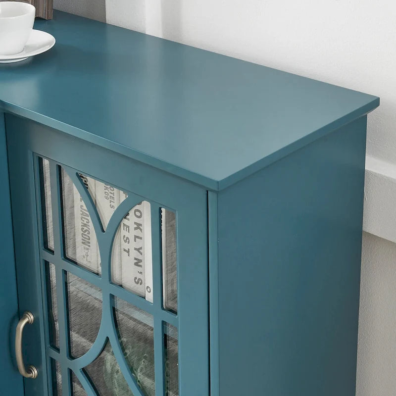 Teal Blue Modern 62 TV Stand with Large Top & 6 Shelves