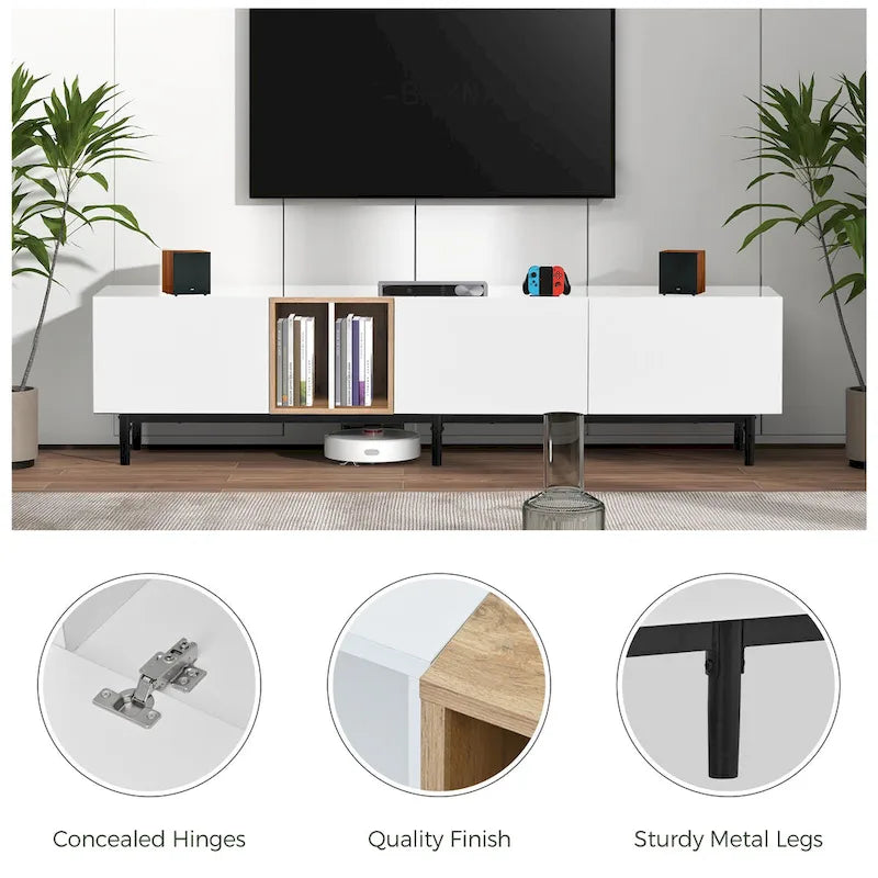76 TV Stand with Doors & Large Storage for TVs Up to 80