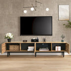 Wood 70 TV Stand with LED, Cabinets & Open Shelves for TVs Up to 80