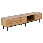 Wood 70 TV Stand with LED, Cabinets & Open Shelves for TVs Up to 80