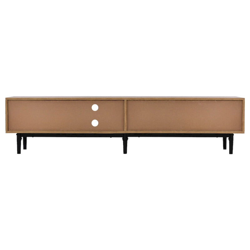 Wood 70 TV Stand with LED, Cabinets & Open Shelves for TVs Up to 80