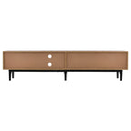 Wood 70 TV Stand with LED, Cabinets & Open Shelves for TVs Up to 80