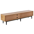 Wood 70 TV Stand with LED, Cabinets & Open Shelves for TVs Up to 80