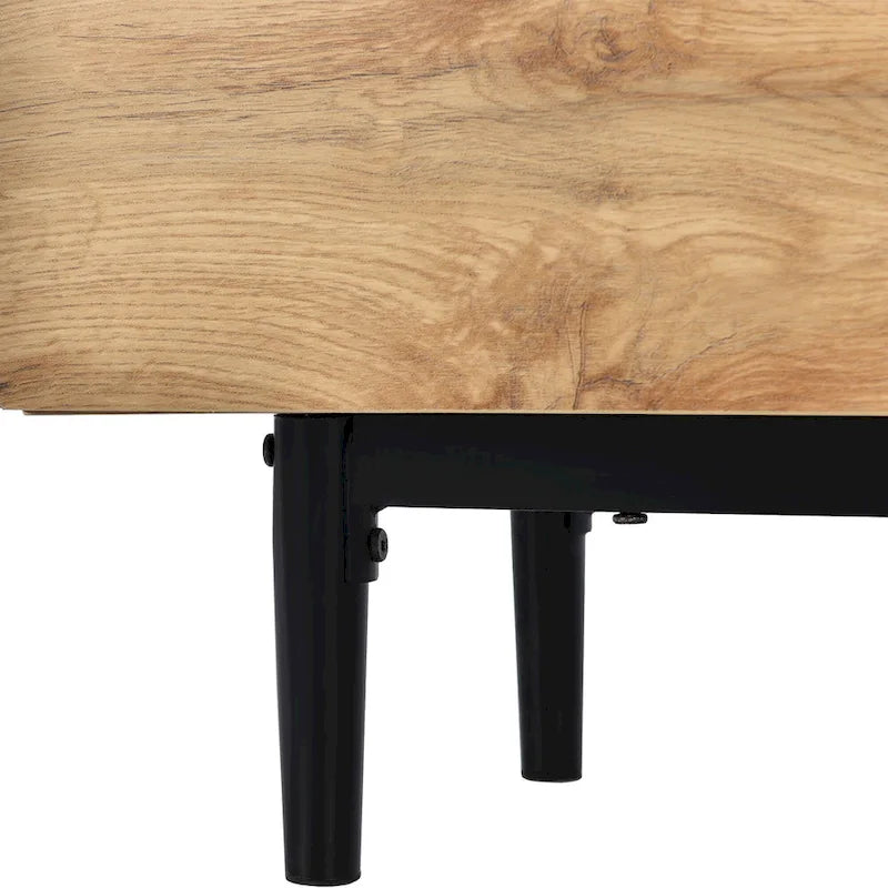 Wood 70 TV Stand with LED, Cabinets & Open Shelves for TVs Up to 80