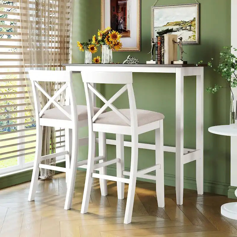 3-Piece Farmhouse Dining Set with Rectangular Table & 2 Chairs