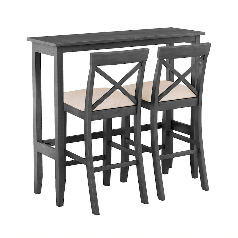 3-Piece Farmhouse Dining Set with Rectangular Table & 2 Chairs