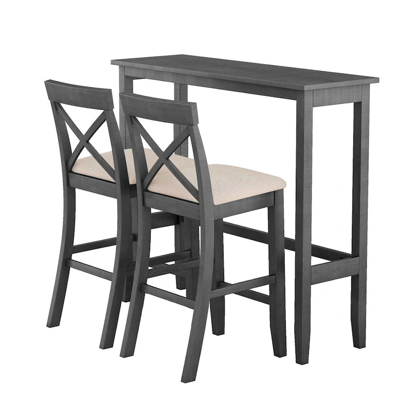 3-Piece Farmhouse Dining Set with Rectangular Table & 2 Chairs