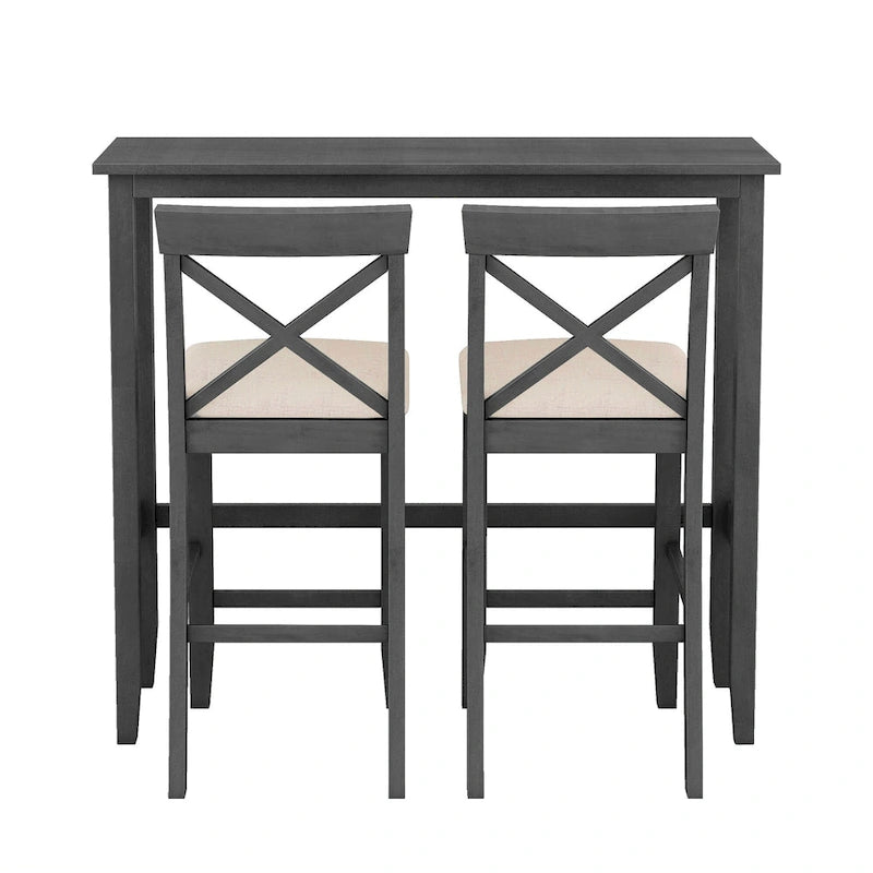3-Piece Farmhouse Dining Set with Rectangular Table & 2 Chairs