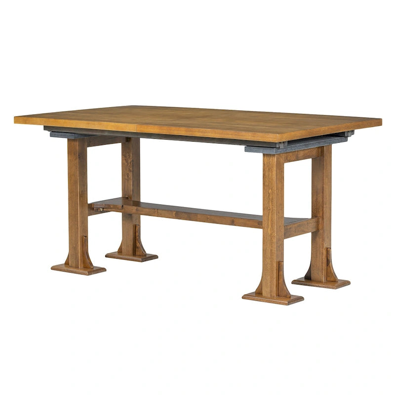 6-Piece Farmhouse Extendable Dining Set with Leaf & Bench