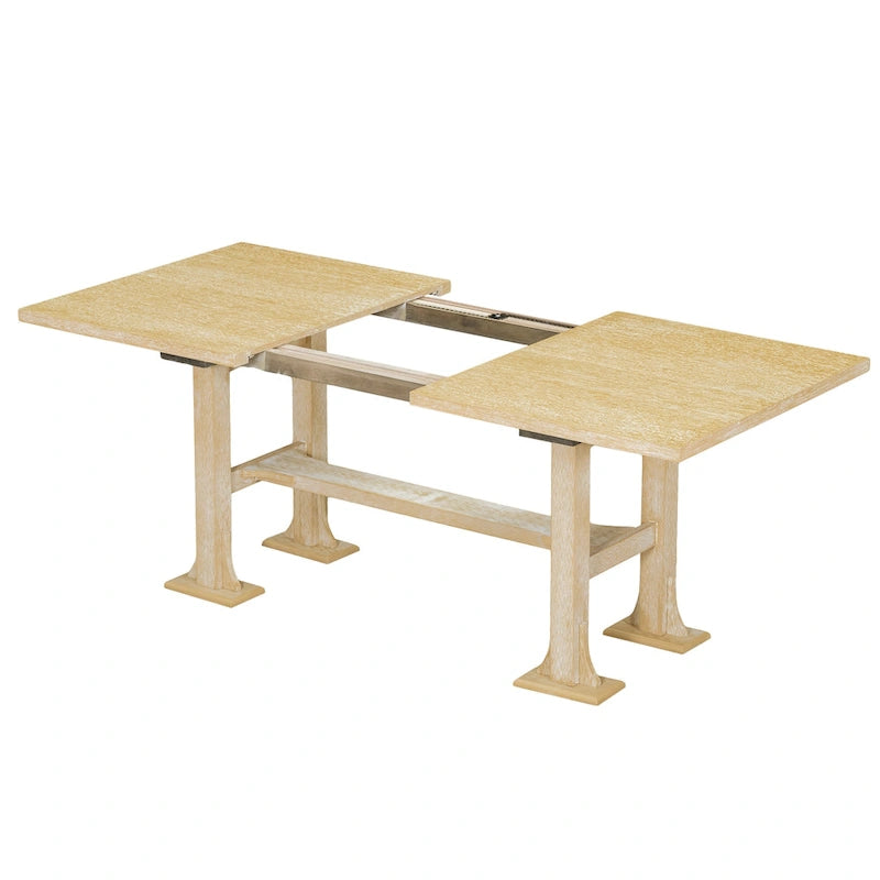 6-Piece Farmhouse Extendable Dining Set with Leaf & Bench