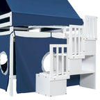 Full Loft Bed with Castle Tent & Tower and Solid Wood Frame, 400lb Capacity, Playhouse Design