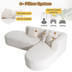 107.5 Polyester 4-Seat Corner Sofa with Curved Design & Wide Stitching