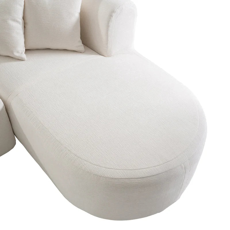 107.5 Polyester 4-Seat Corner Sofa with Curved Design & Wide Stitching