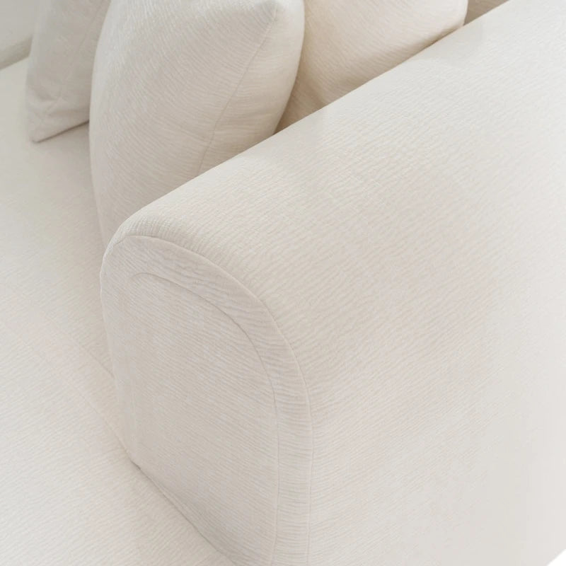 107.5 Polyester 4-Seat Corner Sofa with Curved Design & Wide Stitching