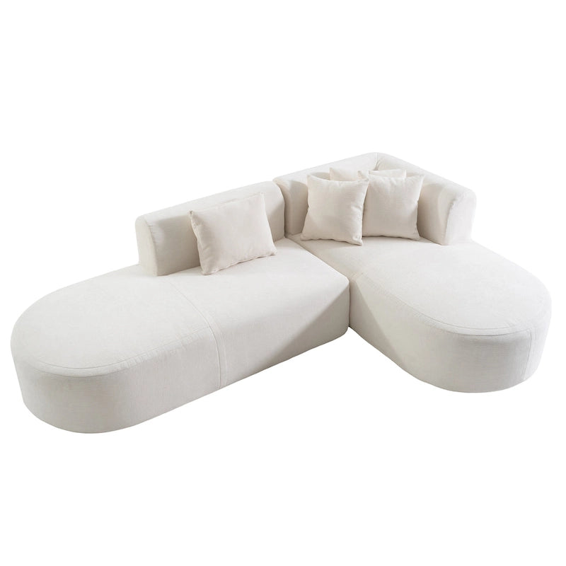 107.5 Polyester 4-Seat Corner Sofa with Curved Design & Wide Stitching