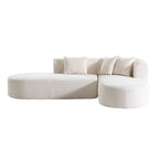 107.5 Polyester 4-Seat Corner Sofa with Curved Design & Wide Stitching