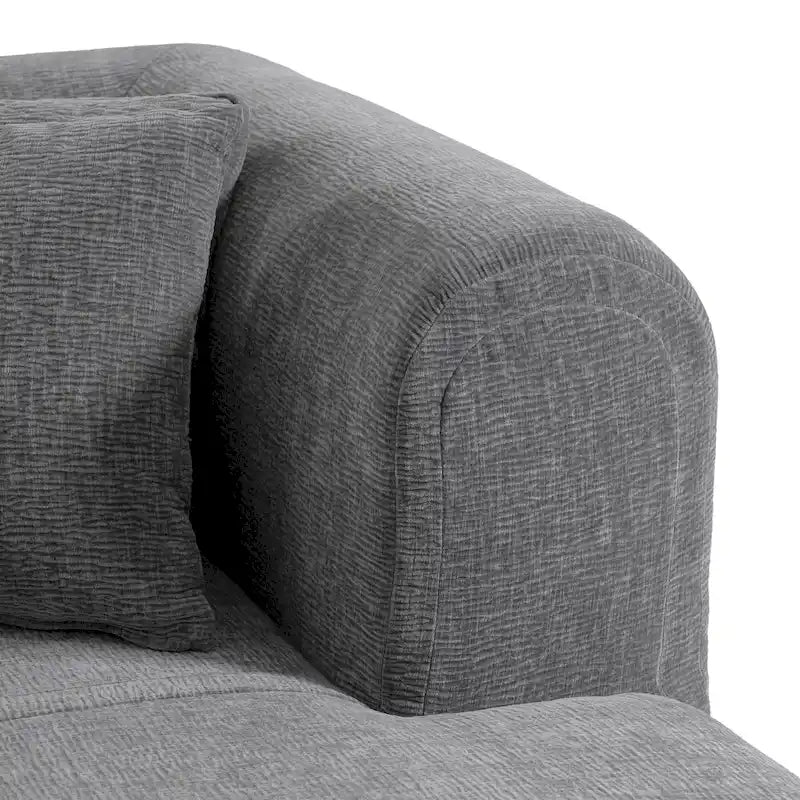 107.5 Polyester 4-Seat Corner Sofa with Curved Design & Wide Stitching
