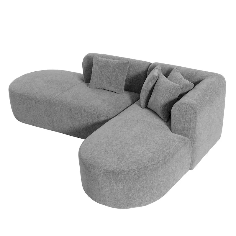 107.5 Polyester 4-Seat Corner Sofa with Curved Design & Wide Stitching