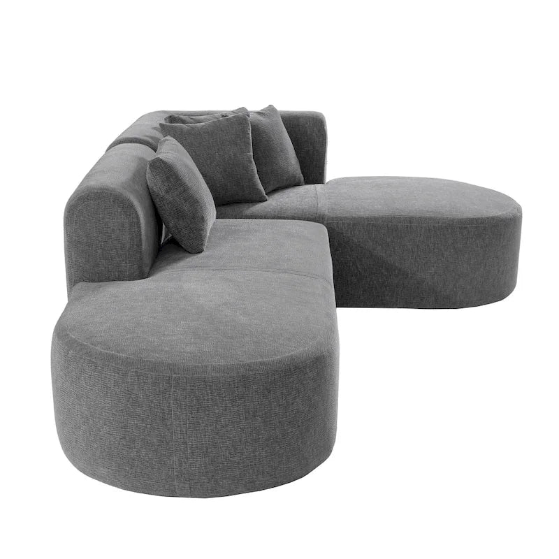 107.5 Polyester 4-Seat Corner Sofa with Curved Design & Wide Stitching