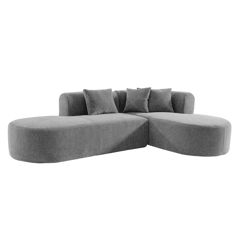 107.5 Polyester 4-Seat Corner Sofa with Curved Design & Wide Stitching