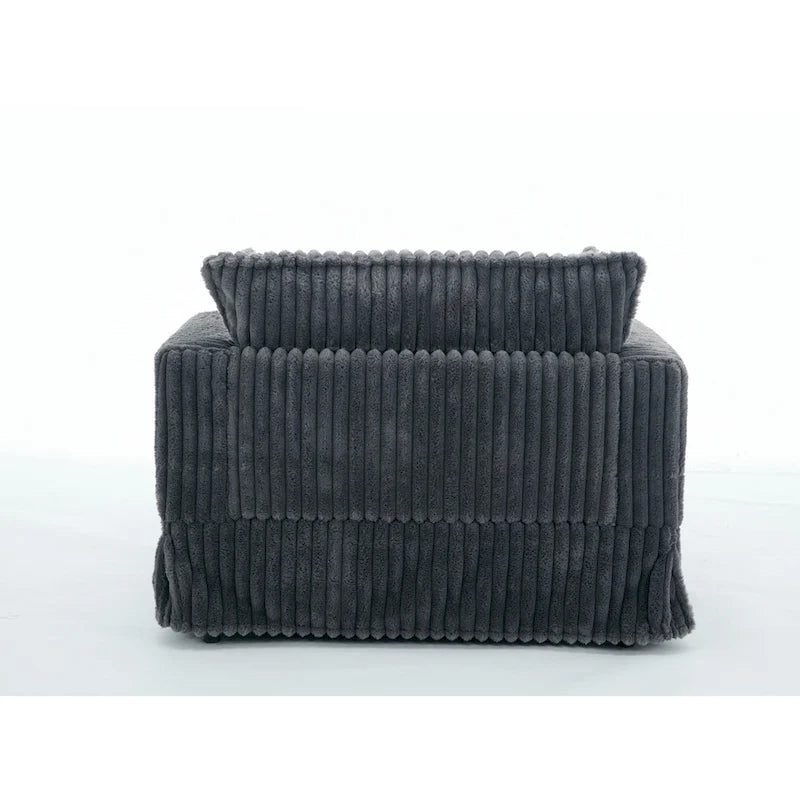 Dark Gray Modern 47.8 Upholstered Oversized Chaise Longue Chair with Ottoman and Pillows