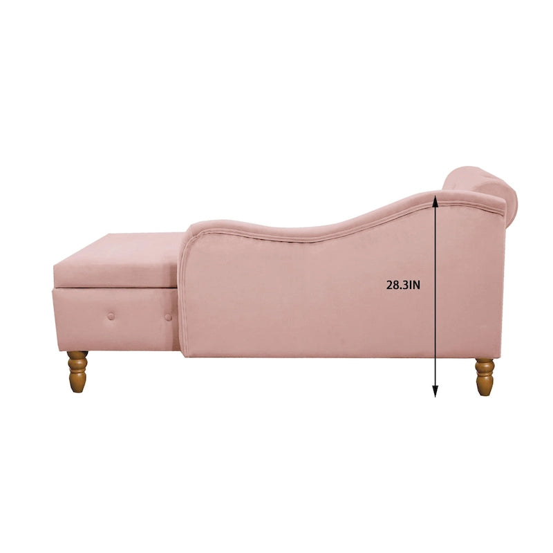 Pink Velvet Button Tufted Chaise Lounge - Single Seater
