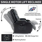 Black Elderly-Friendly Power Lift Recliner featuring Vibration Massage, Lumbar Heating, USB Port, and Cup Holders