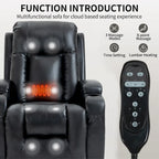 Black Elderly-Friendly Power Lift Recliner featuring Vibration Massage, Lumbar Heating, USB Port, and Cup Holders