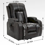 Black Elderly-Friendly Power Lift Recliner featuring Vibration Massage, Lumbar Heating, USB Port, and Cup Holders
