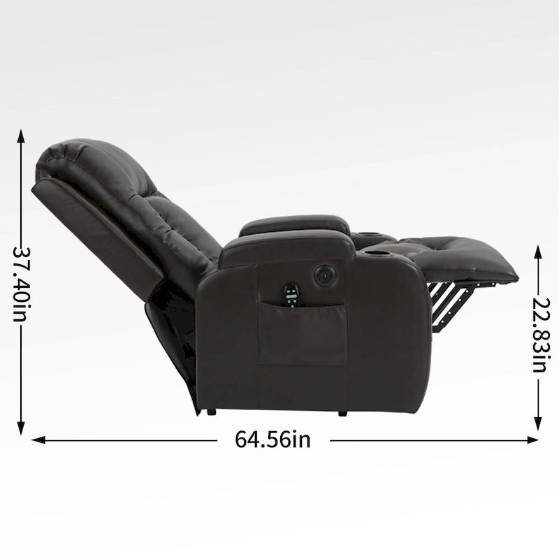 Black Elderly-Friendly Power Lift Recliner featuring Vibration Massage, Lumbar Heating, USB Port, and Cup Holders