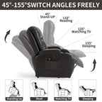 Black Elderly-Friendly Power Lift Recliner featuring Vibration Massage, Lumbar Heating, USB Port, and Cup Holders