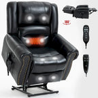 Brown Genuine Leather Power Lift Recliner with Heat, Massage, and USB Ports