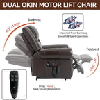 Brown Genuine Leather Power Lift Recliner with Heat, Massage, and USB Ports