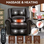 Brown Genuine Leather Power Lift Recliner with Heat, Massage, and USB Ports