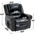 Brown Genuine Leather Power Lift Recliner with Heat, Massage, and USB Ports