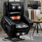 Brown Genuine Leather Power Lift Recliner with Heat, Massage, and USB Ports