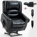 Brown Genuine Leather Power Lift Recliner with Heat, Massage, and USB Ports