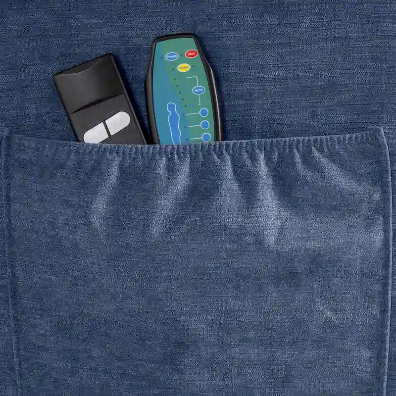 Blue Power Lift Recliner with Heat, Massage, USB Charging, Side Storage, and Remote Control