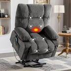 Blue Power Lift Recliner with Heat, Massage, USB Charging, Side Storage, and Remote Control