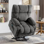 Blue Power Lift Recliner with Heat, Massage, USB Charging, Side Storage, and Remote Control